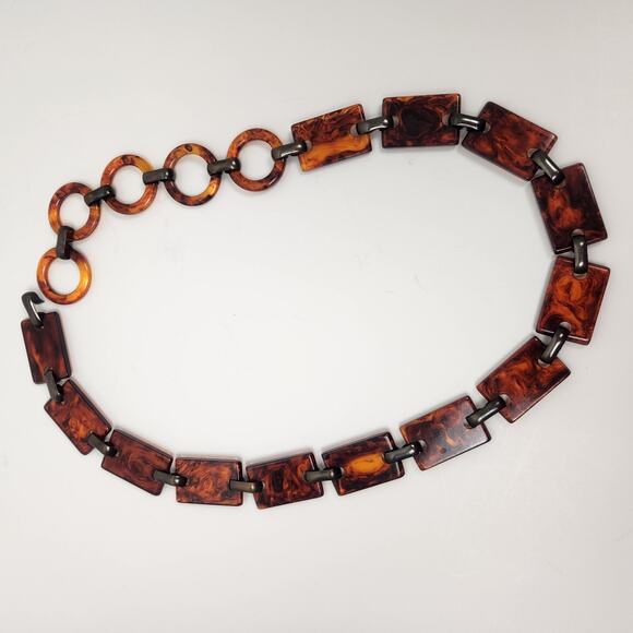 Vintage Tortoise Shell Lucite Chain Link Belt Brown main image 6